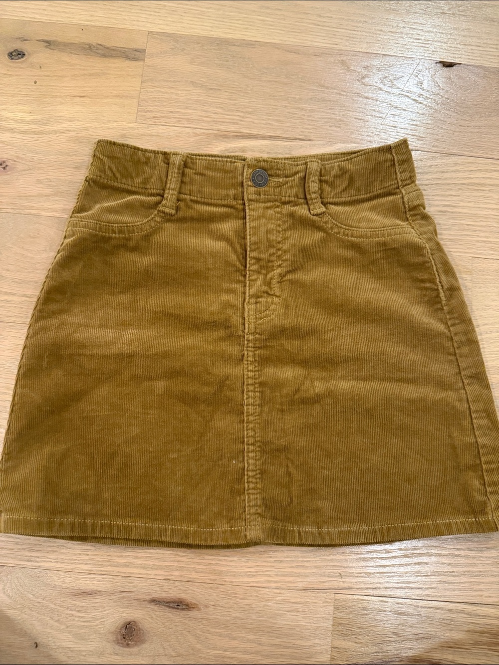 GAP Corduroy A-Line Skirt in Mustard Brown